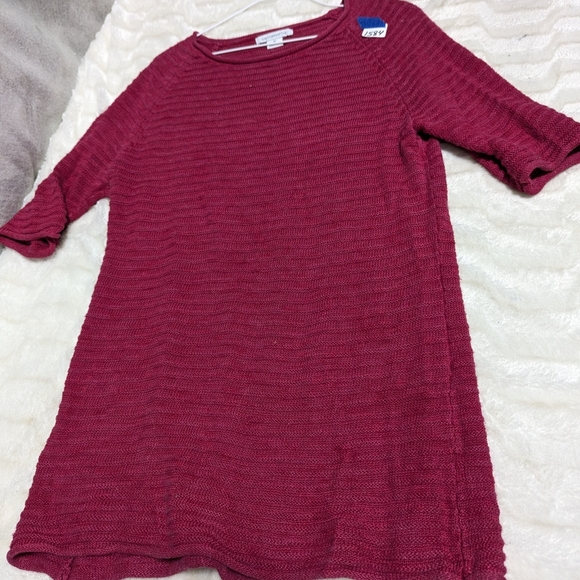 #1584 Liz Clairborne short sleeve pink knit crew neck sweater Med - Picture 4 of 10